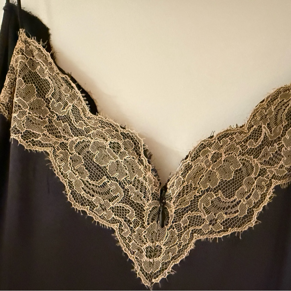 Rag and Bone lingerie inspired silk slip dress with lace trim - Picture 5 of 9